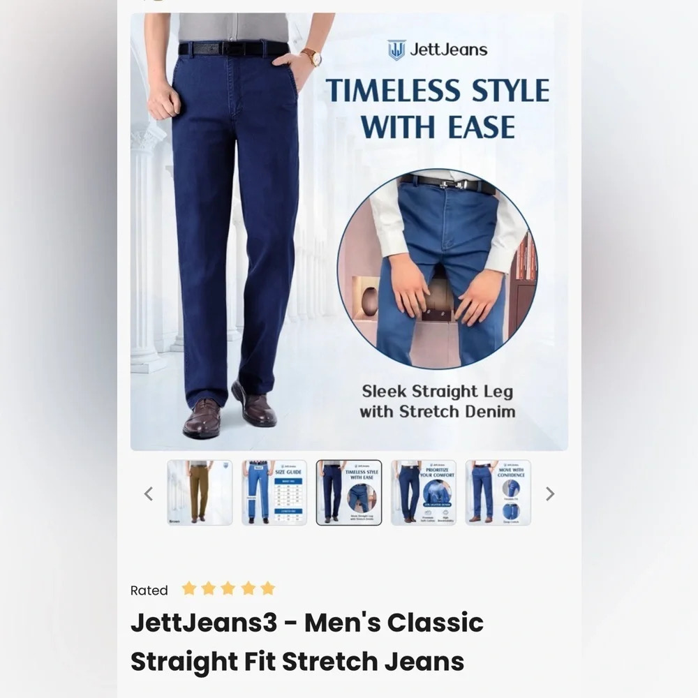 JETT JEANS Bundle of 3 Pairs Men’s Straight Leg Jeans, 39W 31L, New